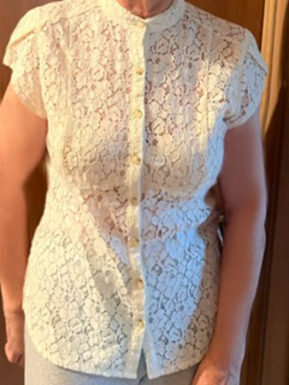 Lovely MICHAEL Michael Kors Lace Cap-Sleeve Blouse, Sz. M/L